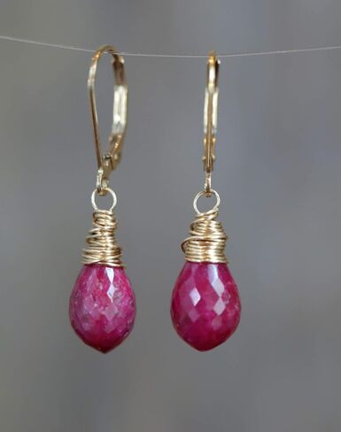 Ruby Earrings- Genuine Ruby Gemstone Teardrop Earrings- Gift Idea- Handmade Artisan Earrings- Back to School- Fall- Anniversary- Holiday in Saudi Arabia