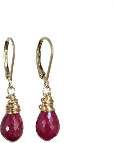 Ruby Earrings- Genuine Ruby Gemstone Teardrop Earrings- Gift Idea- Handmade Artisan Earrings- Back to School- Fall- Anniversary- Holiday in Saudi Arabia