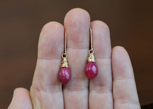 Ruby Earrings- Genuine Ruby Gemstone Teardrop Earrings- Gift Idea- Handmade Artisan Earrings- Back to School- Fall- Anniversary- Holiday in Saudi Arabia
