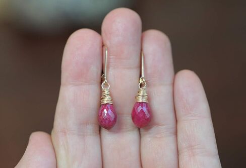 Ruby Earrings- Genuine Ruby Gemstone Teardrop Earrings- Gift Idea- Handmade Artisan Earrings- Back to School- Fall- Anniversary- Holiday in Saudi Arabia