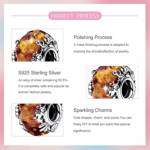 925 Sterling Silver Beads Charm for Pandora Bracelets and Necklaces - Lucky Clover Cute Pink Bow Cherry Butterfly Pendant Bead Charms Jewelry Making Gifts for Women Valentines Mother's Day in Saudi Arabia