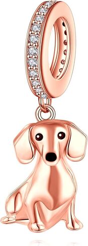 Dachshund Charm 18K White/Yellow Gold/Rose Gold Plated Cute Dangle Dachshund Charm for Bracelets Dog Jewelry Gifts for Women in Saudi Arabia