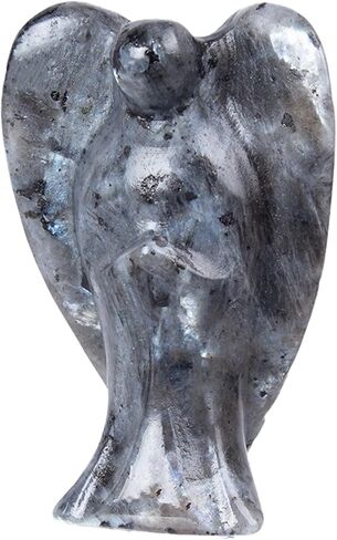 Amethyst Crystal Angel Figurine, Hand-Carved Angel Statue for Home Decor,1.7" Healing Crystal Desk Ornament,Guardian Angel Gift for Women Men,Feng Shui Protection Charm for Office in Saudi Arabia