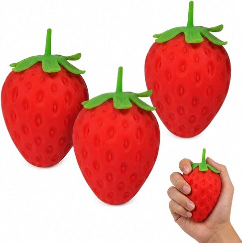 3 PCS Strawberry Squishy, Set of 3 Squishy for Release Emotions and Sensory Play, Soft Squishies for Everyone, Cute Strawberry Squishys with Realistic Details, Perfect Size 5.5 * 5.5 * 8 cm in Saudi Arabia
