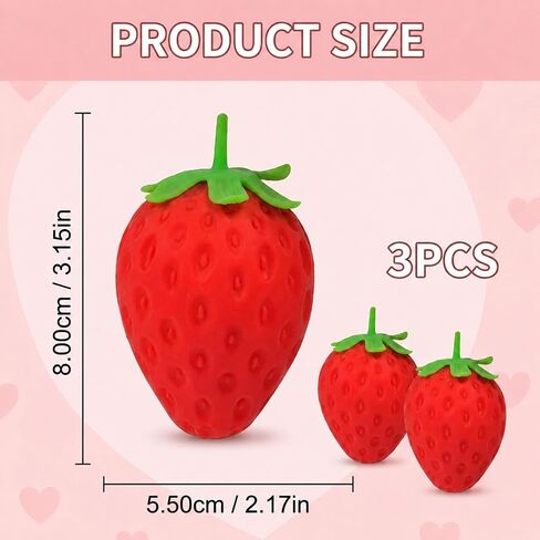 3 PCS Strawberry Squishy, Set of 3 Squishy for Release Emotions and Sensory Play, Soft Squishies for Everyone, Cute Strawberry Squishys with Realistic Details, Perfect Size 5.5 * 5.5 * 8 cm in Saudi Arabia