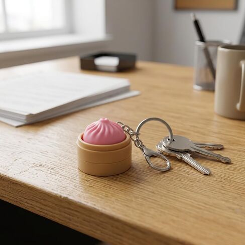 3 PCS Squishy Dumpling Keychain, Dumpling Keychain, Clicker Fidget Tool for Stress Relief and Focus, Random Color Assortment with Durable Carabiner Clip for Bags and Keys in Kuwait