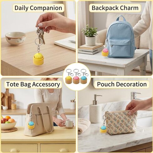 3 PCS Squishy Dumpling Keychain, Dumpling Keychain, Clicker Fidget Tool for Stress Relief and Focus, Random Color Assortment with Durable Carabiner Clip for Bags and Keys in Kuwait