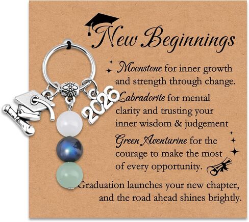 2026 Graduation Gifts Keychain For Her Him Class Of 2026 Senior 2026 Graduation New Beginnings Moonstone Keychain High School College Graduation Gifts For Senior Masters Degree Student - Attached Card in Kuwait
