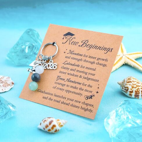2026 Graduation Gifts Keychain For Her Him Class Of 2026 Senior 2026 Graduation New Beginnings Moonstone Keychain High School College Graduation Gifts For Senior Masters Degree Student - Attached Card in Kuwait