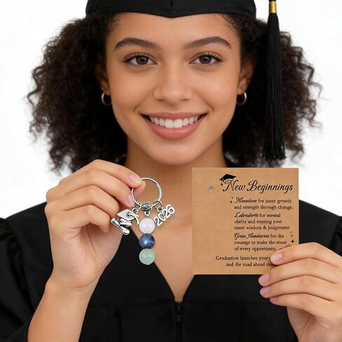 2026 Graduation Gifts Keychain For Her Him Class Of 2026 Senior 2026 Graduation New Beginnings Moonstone Keychain High School College Graduation Gifts For Senior Masters Degree Student - Attached Card in Kuwait