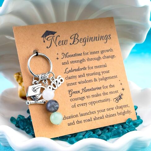 2026 Graduation Gifts Keychain For Her Him Class Of 2026 Senior 2026 Graduation New Beginnings Moonstone Keychain High School College Graduation Gifts For Senior Masters Degree Student - Attached Card in Kuwait