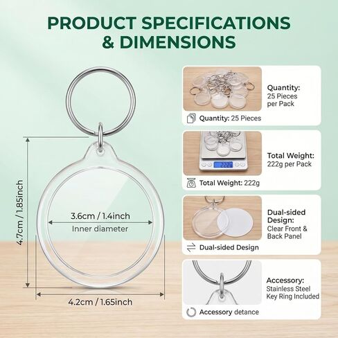 25Pcs Clear Acrylic Photo Keychains Blank Photos Insert Picture Frames with Key Rings for DIY Projects & Craft Making in Saudi Arabia