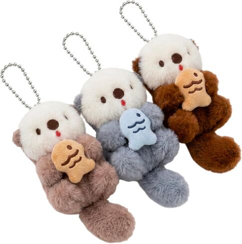 3Pcs Otter Keychain Set, Otter Plush Bag Charm, Sea Otters Keychain for Bags and Backpacks, Ideal Bag Decoration for Daily Commute, Travel and Outdoor Activities in Saudi Arabia