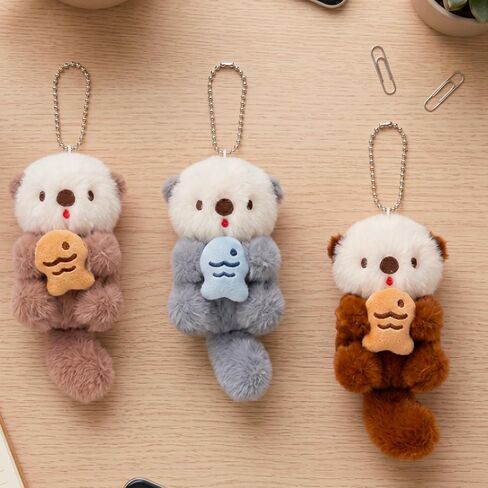 3Pcs Otter Keychain Set, Otter Plush Bag Charm, Sea Otters Keychain for Bags and Backpacks, Ideal Bag Decoration for Daily Commute, Travel and Outdoor Activities in Saudi Arabia