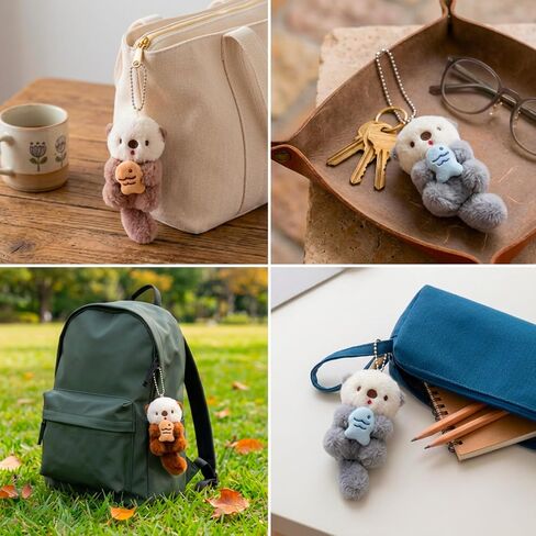 3Pcs Otter Keychain Set, Otter Plush Bag Charm, Sea Otters Keychain for Bags and Backpacks, Ideal Bag Decoration for Daily Commute, Travel and Outdoor Activities in Saudi Arabia