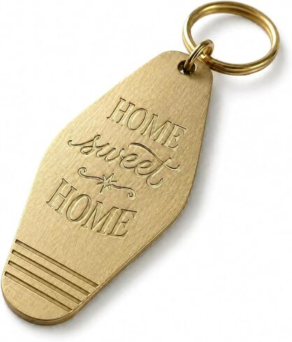 Solid Brass Home Sweet Home Keychain, 3.35" Vintage Hotel Style Key Tag, 2mm Thick Heavy Duty, All-Brass Key Ring, Housewarming Gift, Durable Classic Keychain in Saudi Arabia