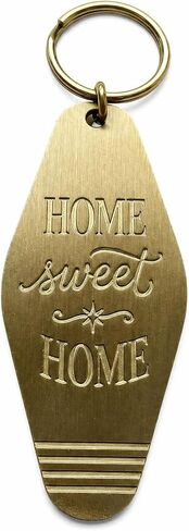 Solid Brass Home Sweet Home Keychain, 3.35" Vintage Hotel Style Key Tag, 2mm Thick Heavy Duty, All-Brass Key Ring, Housewarming Gift, Durable Classic Keychain in Saudi Arabia
