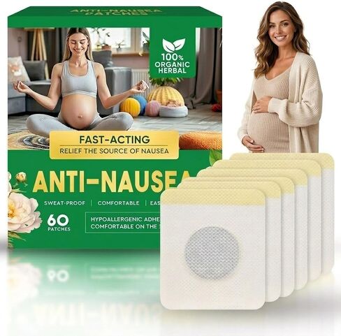 Pregnancy Nausea Relief Patches, 60 Count Morning Sickness Relief for Pregnant Women, Natural Herbal Wrist Patch, Essential First Trimester Pregnancy Must Haves, Safe & Long-Lasting for Daily Comfort in Kuwait