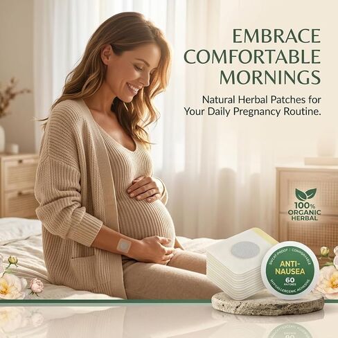 Pregnancy Nausea Relief Patches, 60 Count Morning Sickness Relief for Pregnant Women, Natural Herbal Wrist Patch, Essential First Trimester Pregnancy Must Haves, Safe & Long-Lasting for Daily Comfort in Kuwait