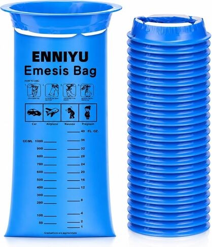 ENNIYU Emesis Bags, 26 Pack Unscented Disposable Vomit Bags for Pregnancy Nausea Relief, Motion Sickness & Travel - Leak-Proof Puke Barf Throw up Sickness Bags for Car, Kids, Hospital, Adults in Saudi Arabia