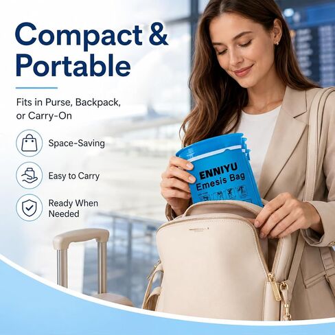 ENNIYU Emesis Bags, 26 Pack Unscented Disposable Vomit Bags for Pregnancy Nausea Relief, Motion Sickness & Travel - Leak-Proof Puke Barf Throw up Sickness Bags for Car, Kids, Hospital, Adults in Saudi Arabia