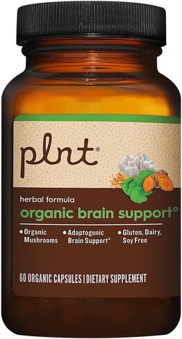 plnt Organic Brain Health Support - Herbal Formula with Organic Mushrooms (60 Capsules) in Saudi Arabia