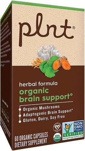 plnt Organic Brain Health Support - Herbal Formula with Organic Mushrooms (60 Capsules) in Saudi Arabia