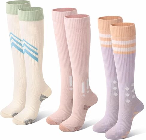 Cute Compression Socks for Women 15-20mmHg Thick Cotton Compression Socks Knee High Support for Nurse Pregnancy Flying Travel in Kuwait