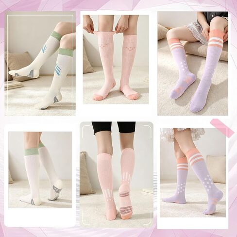 Cute Compression Socks for Women 15-20mmHg Thick Cotton Compression Socks Knee High Support for Nurse Pregnancy Flying Travel in Kuwait