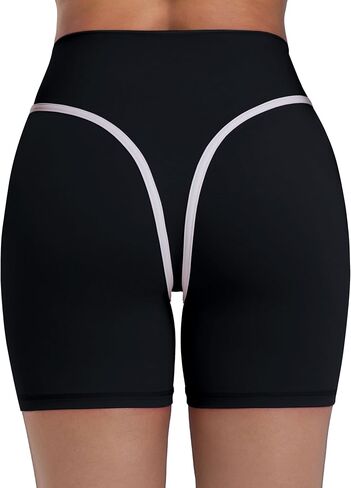 Sunzel No Front Seam High Waisted Contrast Contour Biker Shorts Women | Buttery Soft, Tummy Control, Contrast Contour Seams Lift Hips, Squat Proof Opaque, No Ride Up, Stays In Place, Yoga Workout in Kuwait