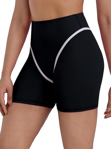 Sunzel No Front Seam High Waisted Contrast Contour Biker Shorts Women | Buttery Soft, Tummy Control, Contrast Contour Seams Lift Hips, Squat Proof Opaque, No Ride Up, Stays In Place, Yoga Workout in Kuwait