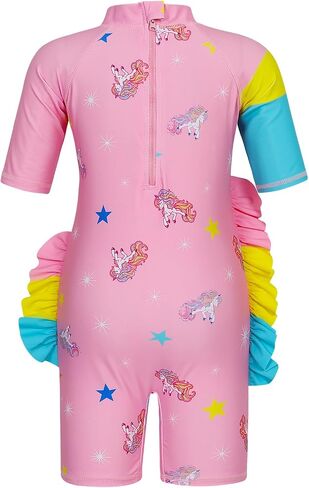 Girls Summer UV Protection One-Piece Swimsuit Toddler Unicorn Print with Hat for Pool in Saudi Arabia