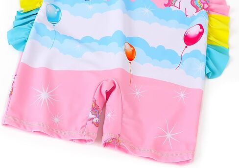 Girls Summer UV Protection One-Piece Swimsuit Toddler Unicorn Print with Hat for Pool in Saudi Arabia
