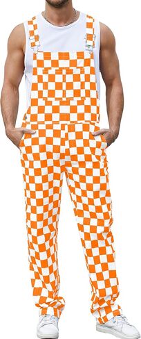 Overalls for Men Checkered Bibs Coveralls Work Jumpsuits Stretchy Romper Plaid Overol Para Hombre in Saudi Arabia