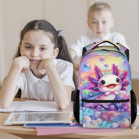 Mercuryelf Axolotl Backpack for Girls – Kid SchoolBag for Toddler Preschool Durable Bookbag with Adjustable Straps Capacity in Saudi Arabia