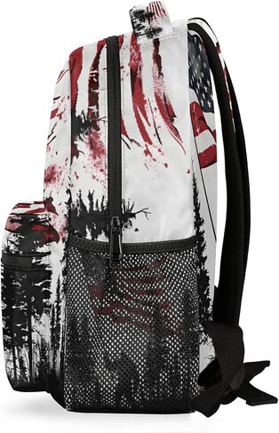 American Flag Bigfoot Woods Backpack for Girl Boy Kid Large Capacity School Bookbag Lightweight Back Packs Waterproof Daypack Laptop Bag for Outdoor Sport Travel Casual Teen Women Men 18inch in Saudi Arabia