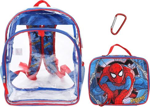 مجموعة حقيبة ظهر شفافة للأطفال وصندوق غداء من Bioworld Spider-Man Classic مكونة من قطعتين مقاس 16 بوصة للمدرسة والسفر in Kuwait