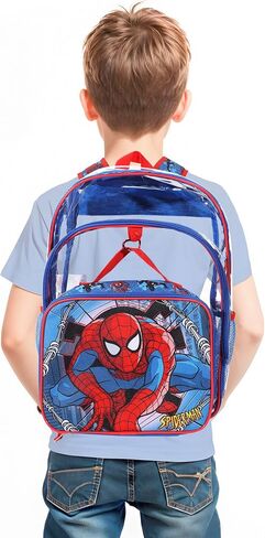 مجموعة حقيبة ظهر شفافة للأطفال وصندوق غداء من Bioworld Spider-Man Classic مكونة من قطعتين مقاس 16 بوصة للمدرسة والسفر in Kuwait