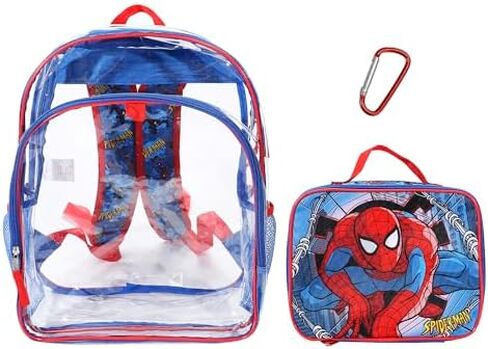 مجموعة حقيبة ظهر شفافة للأطفال وصندوق غداء من Bioworld Spider-Man Classic مكونة من قطعتين مقاس 16 بوصة للمدرسة والسفر in Kuwait