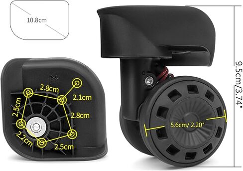 Luggage Suitcase Wheels,Trunk Wheels,2Pcs Trolley Casters Replacement Heavy Duty Roller Wheel for Luggage Box Suitcase 360 Degree SilentWheel, One pair in Saudi Arabia