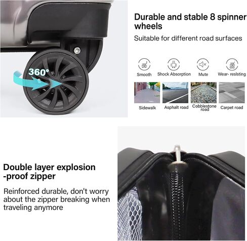 3-Piece Hardside Luggage Set, ABS+PC Spinner Suitcase with Anti-Burst Zipper & Built-in Lock, 20/24/28 Inch (grey) in Saudi Arabia