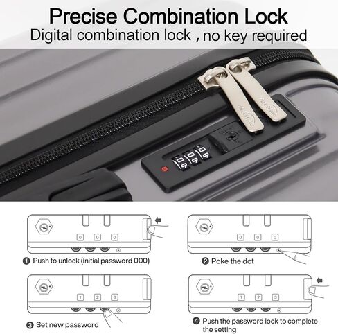 3-Piece Hardside Luggage Set, ABS+PC Spinner Suitcase with Anti-Burst Zipper & Built-in Lock, 20/24/28 Inch (grey) in Saudi Arabia