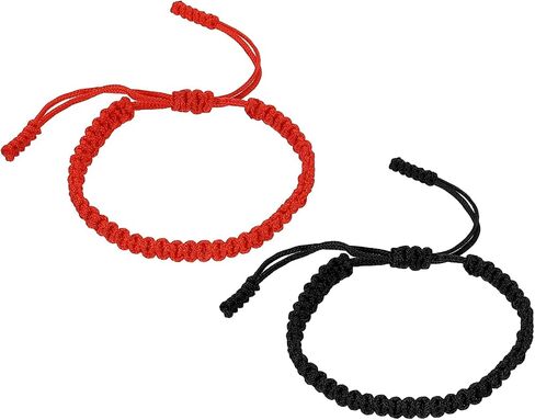 patikil 2pcs اليدوية مضفر سلسلة الأساور للزوجين، قابل للتعديل مضفر حبل مطابقة الأساور التبتية سلسلة الأساور حماية محظوظ in Kuwait