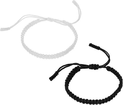 patikil 2pcs اليدوية مضفر سلسلة الأساور للزوجين، قابل للتعديل مضفر حبل مطابقة الأساور التبتية سلسلة الأساور حماية محظوظ in Kuwait
