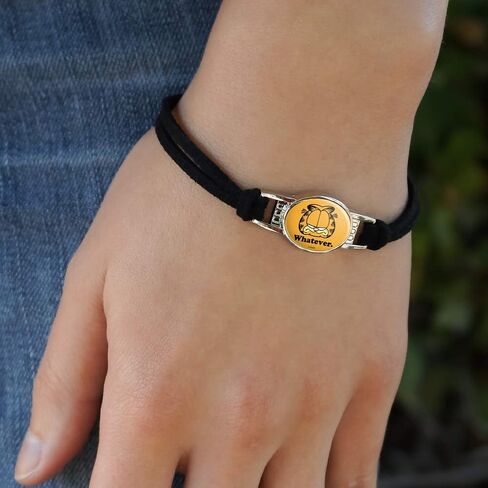 GRAPHICS & MORE Garfield Whatever Face Novelty Suede Leather Metal Bracelet in Kuwait