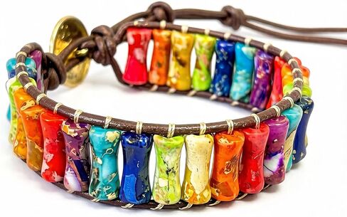 Boho Bracelets for Women Handmade Natural Stone Bracelet with Adjustable Leather Wrap Friendship Jewelry Inspirational Gifts for Women Friends in Saudi Arabia