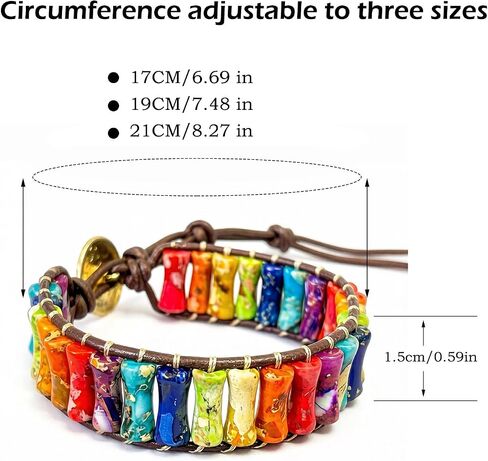 Boho Bracelets for Women Handmade Natural Stone Bracelet with Adjustable Leather Wrap Friendship Jewelry Inspirational Gifts for Women Friends in Saudi Arabia