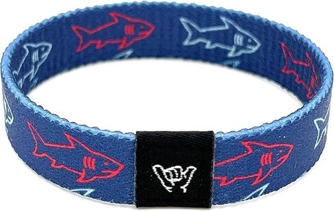 Hang Loose Bands - Coastal Surfer Beach Bracelet for Men, Women & Teens - Comfy Summer - Boho Reversible Wristband- Looming Sharks| Medium: 7.5" length (for large wrists) in Saudi Arabia