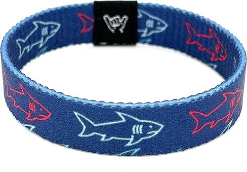 Hang Loose Bands - Coastal Surfer Beach Bracelet for Men, Women & Teens - Comfy Summer - Boho Reversible Wristband- Looming Sharks| Medium: 7.5" length (for large wrists) in Saudi Arabia