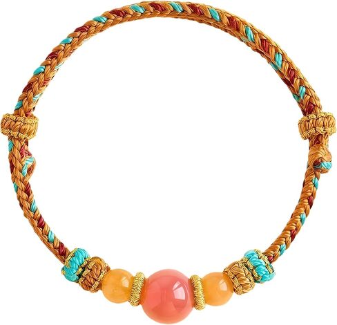 Natural Candy Agate and Carnelian Bracelet for Women, Dainty Sweet Bohemian Stretch String, Cute Good Luck Charm for Friendship, Love, Healing and Positive Energy in Saudi Arabia